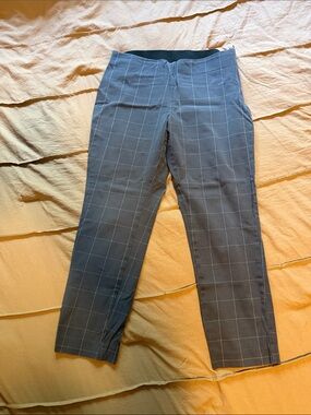 Gray Windowpane Stretch Dress Pants - Women
